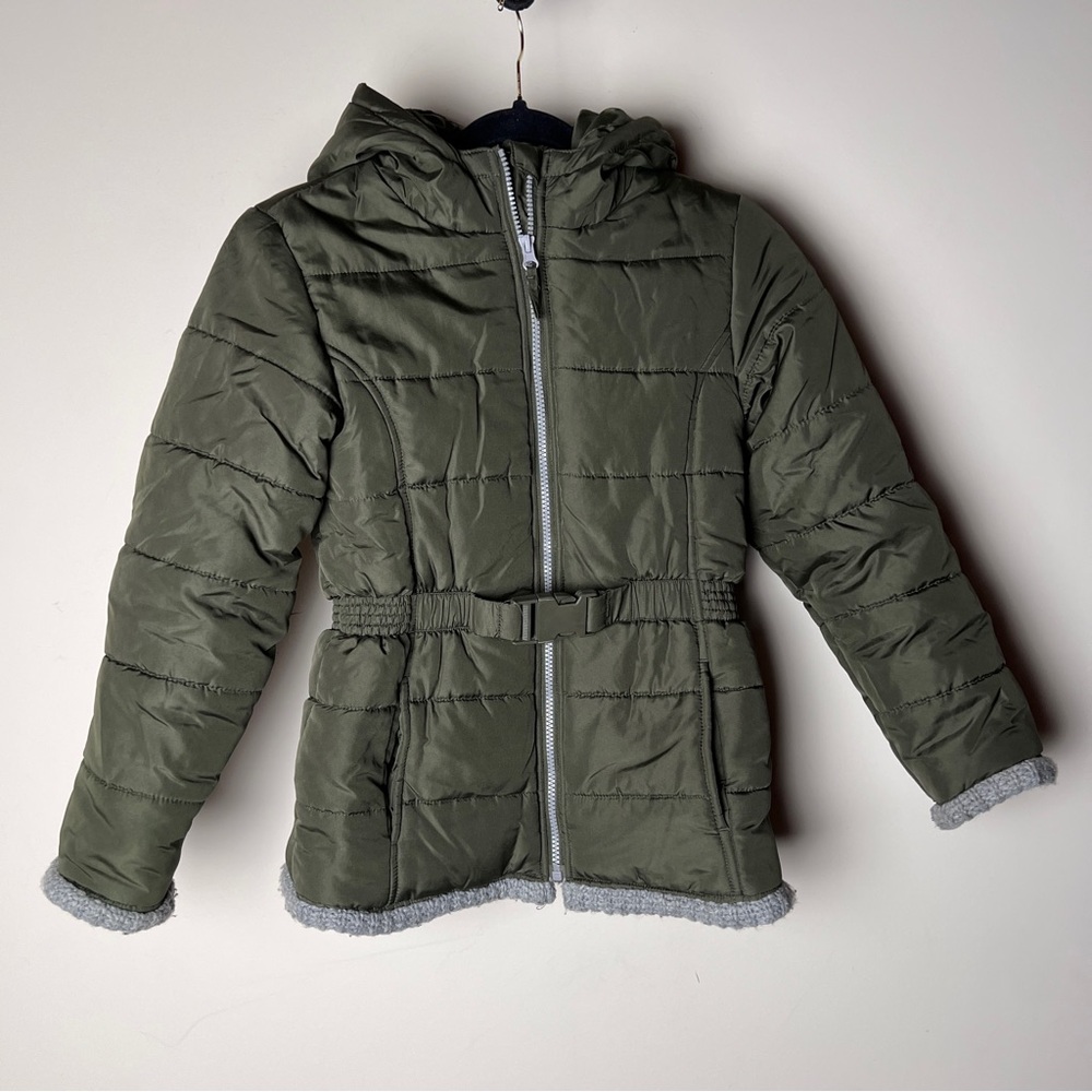 R 1881 by S. Rothschild Olive Green gray trim Kids Puffer Jacket medium 10/12